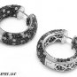 25mm Italian Sterling Silver Extremely Rare Black and Clear CZ Hoop Earrings