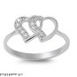 10mm .925 Italian Sterling Silver Linking Hearts with Clear CZ sizes 5-9