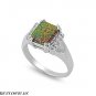 10MM 3ct Sterling Silver OCTOBER CUSHION BLACK FIRE OPAL W/ CLEAR CZ Ring 6-10