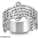 12MM .925 Sterling Silver PLAY MUSIC NOTES Treble Clef Sheet Note Ring Band 5-10