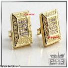 MENS/LADIES GOLD WRAPPED FINISH 3D WALLS PAVE CZ SET STUD EARRINGS E014