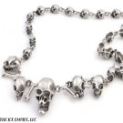 STAINLESS STEEL SILVER CHOPPER MOTORCYCLE SKULL &  BONES NECKLACE CHAIN 20in