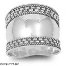 18MM VINTAGE BALI BOHEMIAN STYLE OXIDIZED .925 STERLING SILVER RING SIZE 6-10