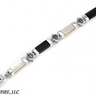 7.5 Italian .925 Sterling Silver MARCASITE MOTHER OF PEARL LINK BRACELET