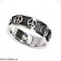 6mm Italian Sterling Silver OXIDIZED Black PEACE, LOVE, HOPE & HAPPINESS Ring