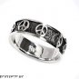 6mm Italian Sterling Silver OXIDIZED Black PEACE, LOVE, HOPE & HAPPINESS Ring