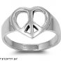 13mm LARGE ITALIAN Sterling Silver PEACE, LOVE, HOPE & HAPPINESS Heart Ring 4-10
