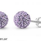8MM "SWAROVSKI" LAVENDER SILVER BALL STUD EARRINGS