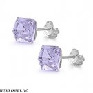 6MM "SWAROVSKI" LAVENDER CUBE SILVER STUD EARRINGS