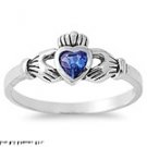 7MM STERLING SILVER CLADDAGH RING BLUE SAPPHIRE BIRTHSTONE HEART SIZES 1-9