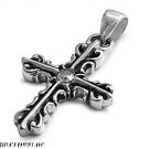 34MM 316L STAINLESS STEEL CLEAR CZ CROSS PENDANT