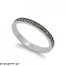 3MM .925 ITALIAN Sterling Silver Marcasite Ring-SIZE 5-9