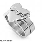 18MM Stainless Steel EXTRA LARGE HEART LOVE CARVED-OUT DOUBLE BAND Ring 5-10
