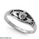 6MM .925 Sterling Silver LAVENDER HEART Claddagh Ring-SIZE 5-8