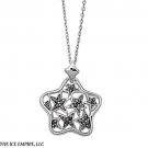 19MM .925 ITALIAN STERLING SILVER MUTI STAR BLACK AND CLEAR CZ PENDANT NECKLACE