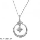 37MM .925 ITALIAN 2 BEAUTIFUL CLEAR CZ STARS PENDANT W/ NECKLACE