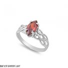 11mm Sterling Silver RED GARNET MARQUIS OVAL Birthstone CELTIC KNOT Ring 5-9