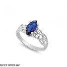 11mm Sterling Silver BLUE SAPPHIRE MARQUIS OVAL Birthstone CELTIC KNOT Ring 5-9