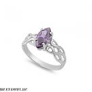 11mm Sterling Silver PURPLE AMETHYST MARQUIS OVAL Birthstone CELTIC KNOT Ring