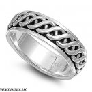 7mm .925 Sterling Silver IRISH CELTIC KNOTWORK SPINNER Band Ring  8-14