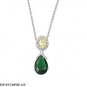 25MM .925 ITALIAN EMERALD PEAR CZ W/ PERIDOT.. PENDANT W/ 16 +1"CHAIN NECKLACE