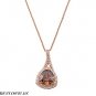 25MM .925 ITALIAN BROWN TRILLION CZ TEAR DROP PENDANT W/ 16 +1"CHAIN NECKLACE