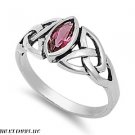 9mm 1ct Sterling Silver RED RUBY MARQUIS JULY Birthstone CELTIC KNOT Ring 5-10
