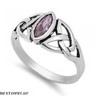 9mm 1ctw Sterling Silver PINK MARQUIS OCTOBER Birthstone CELTIC KNOT Ring 5-10