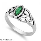 9mm 1ctw Sterling Silver GREEN EMERALD MARQUIS Birthstone CELTIC KNOT Ring 5-10