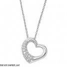 22MM .925 Sterling Silver LARGE HEART CZ Pendant w/ 16"+1 Necklace Chain COMBO