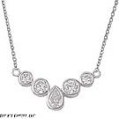 13MM .925 ITALIAN CLEAR CZ TEAR DROP PENDANT W/ 16 +1"LINK CHAIN NECKLACE