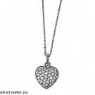 16MM .925 ITALIAN HEART CLEAR CZ PENDANT W/ 16 +1CHAIN NECKLACE