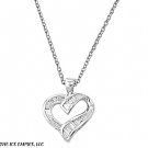 23MM .925 ITALIAN HEART CLEAR CZ PENDANT W/ 16 +1CHAIN NECKLACE