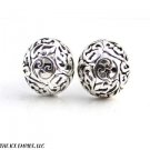 13mm XL Sterling Silver Vintage Antique Floral Vine Dome Ball Stud Earrings