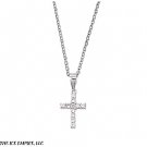 17MM (1 INCH) .925 ITALIAN CROSS CLEAR CZ PENDANT W/ 16 +1"LINK CHAIN NECKLACE