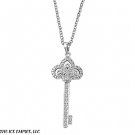 40MM .925 Silver LARGE VINTAGE DOOR KEY CZ Pendant w/ 16"+1 Necklace Chain COMBO
