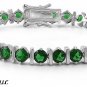 7.5" ROUND MAY BIRTHSTONE EMERALD Sterling Silver Tennis Bracelet