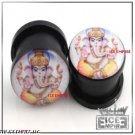 PAIR OF HINDU GANESH GOD OF SUCCESS GAUGE ACRYLIC SCREW EAR PLUGS 6G-5/8" EP083