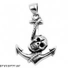 28MM  .925 STERLING SILVER SKULL ANCHOR PENDANT W/ OXIDIZED FINISH