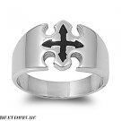 10MM MEN'S BIKER GOTHIC CATHOLIC CROSS STAINLESS STEEL SILVER RING SIZE 8-13