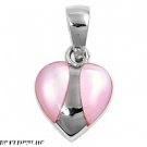 13MM .925 STERLING SILVER LARGE PINK MOTHER OF PEARL  LOVING PENDANT