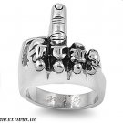 21MM 316L STAINLESS STEEL GOTHIC HAND MIDDLE  FINGER  RING  SIZE9-15