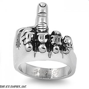 21MM 316L STAINLESS STEEL GOTHIC HAND MIDDLE  FINGER  RING  SIZE9-15