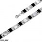 7MM 7.5"  .925 Sterling Silver BLACK ONYX AND MOTHER OF PEARL DESIGNER BRACELET