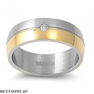 7MM Stainless Steel 2-Tone Gold & Silver Band Ring Size 7-14