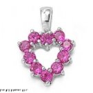 15MM .925 STERLING SILVER LARGE KEY PINK CZ HEART LOVING PENDANT
