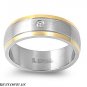 7MM .10ctw CZ Stainless Steel 2-Tone Gold & Silver Band Ring Size 7-14