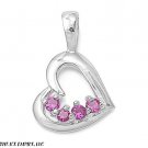 14MM .925 STERLING SILVER LARGE KEY PINK CZ HEART LOVING PENDANT
