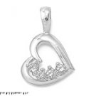 14MM .925 STERLING SILVER LARGE KEYCLEAR CZ HEART LOVING PENDANT