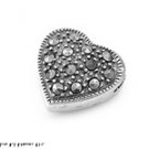 13MM .925 STERLING SILVER LARGE MARCASITE HEART LOVING PENDANT